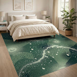 Green Abstract Lightning Dots Area Rug