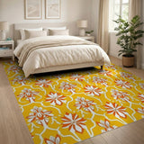 Vibrant Orange Floral Persian Area Rug