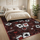 Red Ace Poker Cards Distressed Vintage Area Rug