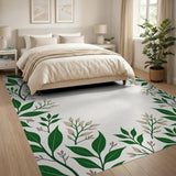 Lush Green Leaf and Bud Frame Rug