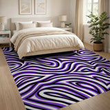 Geometric Modern Purple Wavy Abstract Area Rug
