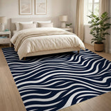 Navy Zebra Wave Area Rug