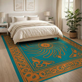 Teal Sunburst Medallion Persian Area Rug