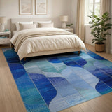 Blue Teardrop Geometric Area Rug