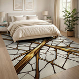 Golden Vein Fractal Area Rug