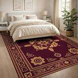 Opulent Maroon Persian Medallion Area Rug