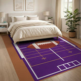Purple Purple Football Field Area Rug