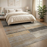 Abstract Geometric Brown Tan Striped Area Rug