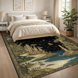 ODIKA Vintage Nautical Celestial Washable Rug - Low Pile Non-Slip Fantasy Area Rug