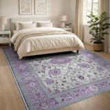 Traditional Persian Purple Purple Floral Traditional Persian Area Rug