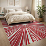 Bold Red Sunburst Area Rug