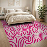 Whimsical Pink Swirl Abstract Area Rug