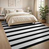 Black and White Bold Horizontal Bold Black White Horizontal Stripe Area Rug