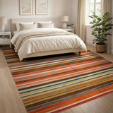 Vibrant Multi-Color Striped Fringe Area Rug