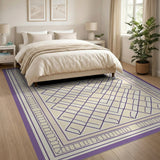 Purple Purple Geometric Lattice Area Rug