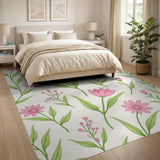 Floral Vintage Pink Daisy Floral Area Rug