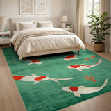 Serene Koi Fish Green Area Rug