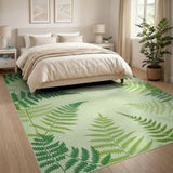 Green Floral Vintage Lush Green Fern Area Rug