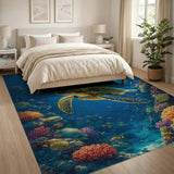 Sea Turtle Coral Reef Coastal Area Rug