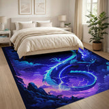 Majestic Blue Dragon Lightning Area Rug
