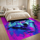 Geometric Modern Multi-color and Patterns Neon Cyber Wolf Head Area Rug