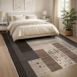 Geometric Neutral Area Rug with Abstract Dots