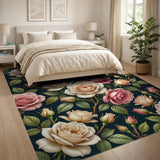 Floral Vintage Vintage Blush Pink Rose Floral Area Rug