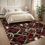 Entwined Hearts Red Knotwork Area Rug