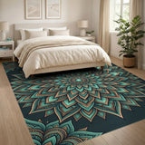 Blue and Teal Mandala Boho Area Rug