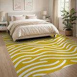 Sunny Yellow Wavy Lines Area Rug