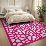Vibrant Pink Hexagonal Lattice Area Rug