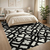 Clover Interlace Black White Area Rug