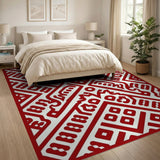 Southwestern Bold Red Southwestern Geometric Area Rug