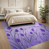 Purple Lavender Floral Vintage Area Rug