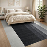 Bold Black Grey Vertical Stripe Rug