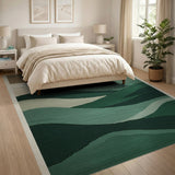 Layered Green Wave Mountain Area Rug
