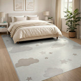 Dreamy Clouds Stars Nursery Area Rug