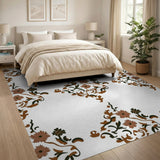 Vintage Brown Floral Medallion Area Rug
