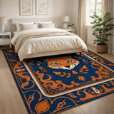 Ornate Orange Fox Portrait Area Rug