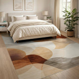 Earth Tone Abstract Wave Area Rug