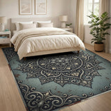 Traditional Persian Ornate Teal Mandala Area Rug