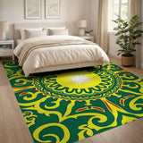 Vibrant Green Yellow Tribal Mandala Area Rug