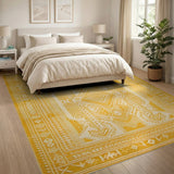 Sunlit Yellow Heritage Tribal Area Rug