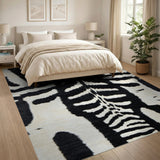 Bold Zebra Shag Area Rug in Black White