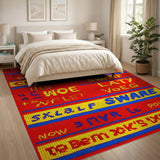 Bold Multi-Color Block Letter Woven Area Rug