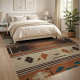 Southwestern Geometric Brown Tan Area Rug