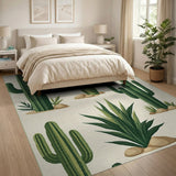 Green Cactus Succulent Desert Area Rug