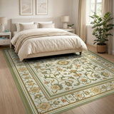 Beige Green Traditional Persian Floral Area Rug