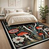 Vibrant Red Mushroom Meadow Area Rug