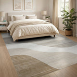Abstract Area Beige Neutral Abstract Wave Area Rug